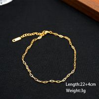 Casual Simple Style Classic Style Solid Color 304 Stainless Steel Titanium Steel Chain Gold Plated Women's Anklet main image 4