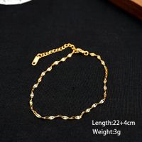 Casual Simple Style Classic Style Solid Color 304 Stainless Steel Titanium Steel Chain Gold Plated Women's Anklet main image 5