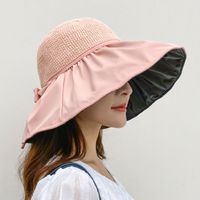 Women's Hawaiian Solid Color Bowknot Big Eaves Bucket Hat main image 5