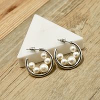 1 Pair Commute Round Plating Copper Pearl 18K Gold Plated Earrings main image 3