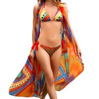 Women's Retro Classic Style Printing 3 Pieces Set Bikinis Swimwear main image 5