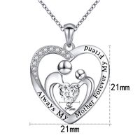 1 Piece Sterling Silver Zircon Letter Heart Shape Pendant main image 2