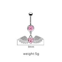 1 Piece Belly Rings Cute Pastoral Simple Style Star Heart Shape Wings Stainless Steel Alloy Plating Inlay Acrylic Rhinestones Glass White Gold Plated main image 3