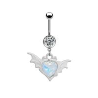 1 Piece Belly Rings Cute Pastoral Simple Style Star Heart Shape Wings Stainless Steel Alloy Plating Inlay Acrylic Rhinestones Glass White Gold Plated main image 4