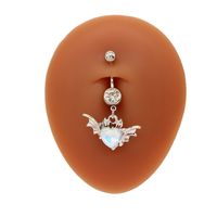 1 Piece Belly Rings Cute Pastoral Simple Style Star Heart Shape Wings Stainless Steel Alloy Plating Inlay Acrylic Rhinestones Glass White Gold Plated main image 9