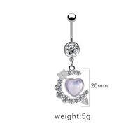 1 Piece Belly Rings Cute Pastoral Simple Style Star Heart Shape Wings Stainless Steel Alloy Plating Inlay Acrylic Rhinestones Glass White Gold Plated sku image 7