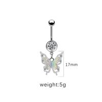 1 Piece Belly Rings Cute Pastoral Simple Style Star Heart Shape Wings Stainless Steel Alloy Plating Inlay Acrylic Rhinestones Glass White Gold Plated sku image 8