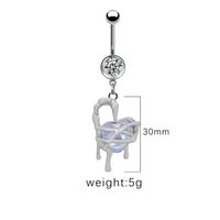 1 Piece Belly Rings Cute Pastoral Simple Style Star Heart Shape Wings Stainless Steel Alloy Plating Inlay Acrylic Rhinestones Glass White Gold Plated sku image 9