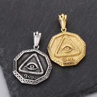 1 Piece 42*36mm Stainless Steel 18K Gold Plated Devil's Eye Hammered Pendant main image 1