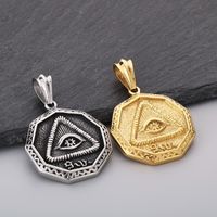 1 Piece 42*36mm Stainless Steel 18K Gold Plated Devil's Eye Hammered Pendant main image 3