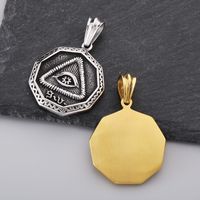 1 Piece 42*36mm Stainless Steel 18K Gold Plated Devil's Eye Hammered Pendant main image 5
