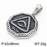 1 Piece 42*36mm Stainless Steel 18K Gold Plated Devil's Eye Hammered Pendant sku image 1