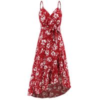Women's Regular Dress Classic Style V Neck Printing Belt Sleeveless Flower Midi Dress Travel main image 3