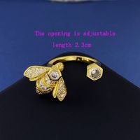 Copper 18K Gold Plated Simple Style Commute Bee Inlay Zircon Rings Earrings main image 3