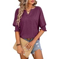 Women's T-shirt Half Sleeve T-Shirts Patchwork Vacation Solid Color main image 5