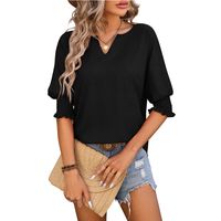 Women's T-shirt Half Sleeve T-Shirts Patchwork Vacation Solid Color main image 4