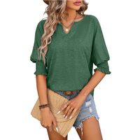 Women's T-shirt Half Sleeve T-Shirts Patchwork Vacation Solid Color main image 2