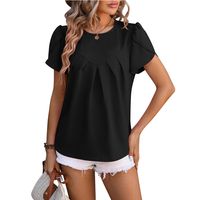 Frau T-Shirt Kurzarm T-Shirts Ferien Einfarbig main image 4