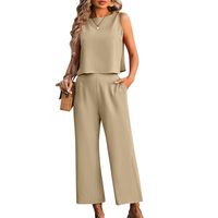 Holiday Daily Women's Casual Solid Color Cotton Button Pants Sets Pants Sets main image 2