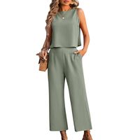 Holiday Daily Women's Casual Solid Color Cotton Button Pants Sets Pants Sets main image 5