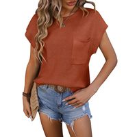 Women's Sweater Short Sleeve Sweaters & Cardigans Pocket Vintage Style Solid Color main image 2