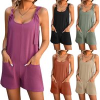 Women's Holiday Daily Streetwear Solid Color Shorts Pocket Rompers main image 1