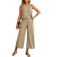 Holiday Daily Women's Vintage Style Bohemian Solid Color Cotton And Linen Button Pants Sets Pants Sets main image 5