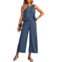 Holiday Daily Women's Vintage Style Bohemian Solid Color Cotton And Linen Button Pants Sets Pants Sets main image 2