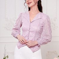 Women's Blouse Long Sleeve Blouses Button Vacation Solid Color main image 2