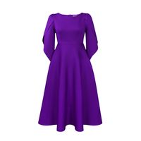 Women's Swing Dress Simple Style Round Neck 3/4 Length Sleeve Solid Color Midi Dress Holiday Daily sku image 19