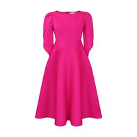 Women's Swing Dress Simple Style Round Neck 3/4 Length Sleeve Solid Color Midi Dress Holiday Daily sku image 13