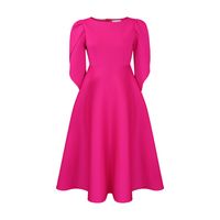 Women's Swing Dress Simple Style Round Neck 3/4 Length Sleeve Solid Color Midi Dress Holiday Daily sku image 17