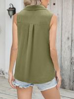 Women's Blouse Sleeveless Tank Tops Button Vacation Solid Color main image 5