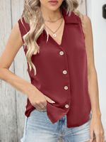 Women's Blouse Sleeveless Tank Tops Button Vacation Solid Color main image 3