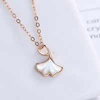 Sterling Silver Casual Romantic Modern Style Ginkgo Leaf Pendant Necklace sku image 2