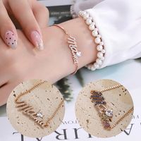 XUPING Simple Style Letter Heart Shape Alloy Artificial Gemstones 18K Gold Plated Mother'S Day Women's Bracelets main image 1