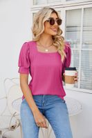 Women's T-shirt Short Sleeve T-Shirts Elegant Solid Color sku image 13