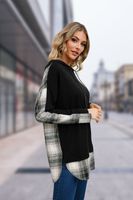 Damen Kapuzen Pullover Lange Ärmel Strassenmode Plaid Einfarbig main image 5