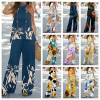 Daily Street Women's Elegant Color Block Spandex Polyester Printing Pants Sets Pants Sets main image 1