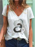 Women's T-shirt Short Sleeve T-Shirts Printing Patchwork Streetwear Printing main image 2