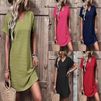 Women's Regular Dress Casual Elegant V Neck Short Sleeve Solid Color Knee-Length Daily main image 6