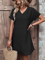 Women's Regular Dress Casual Elegant V Neck Short Sleeve Solid Color Knee-Length Daily main image 4