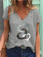 Women's T-shirt Short Sleeve T-Shirts Printing Patchwork Streetwear Printing main image 4