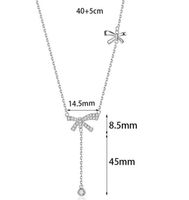 Sterling Silber Elegant Einfacher Stil Bogenknoten Überzug Zirkon Halskette Mit Anhänger main image 2