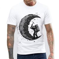 Men's Astronaut Moon Printing T-shirt Men's Clothing sku image 1