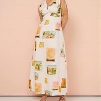 Women's Regular Dress Elegant V Neck Sleeveless Printing Maxi Long Dress Daily Street main image 1