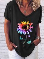 Women's T-shirt Short Sleeve T-Shirts Printing Streetwear Sunflower main image 6