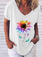 Women's T-shirt Short Sleeve T-Shirts Printing Streetwear Sunflower main image 7