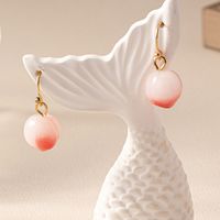 1 Pair Cute Sweet Peach Glass Ferroalloy Drop Earrings main image 3