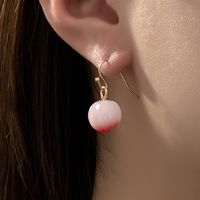 1 Pair Cute Sweet Peach Glass Ferroalloy Drop Earrings sku image 1